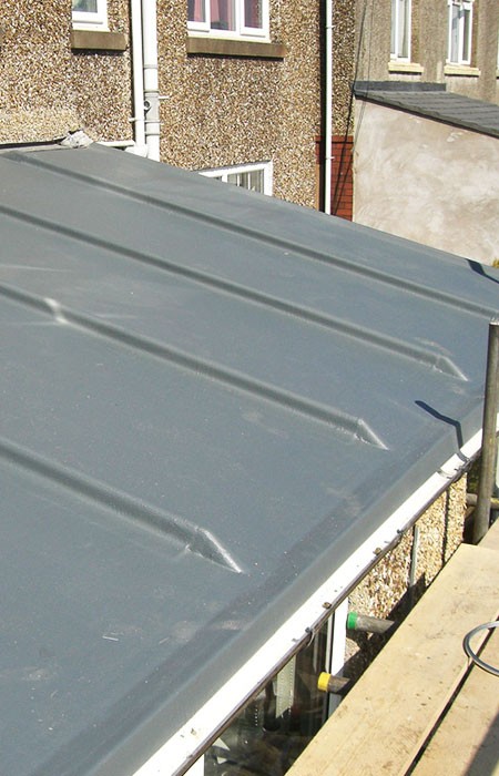 Fibreglass roof on a porch